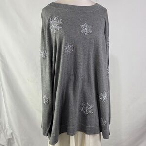 NWT Talbots Gray Women's Sweatshirt with Snowflakes